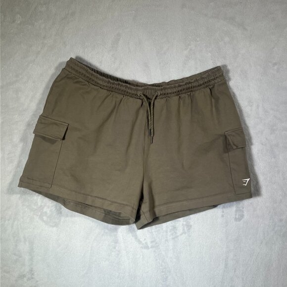 Gymshark Cargo Shorts Womens XL Olive Green Sweatshorts Gym Athletic Athleisure - Picture 2 of 11